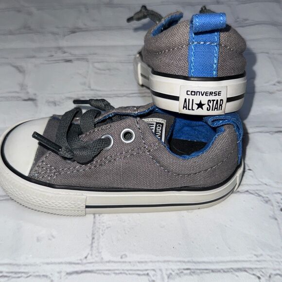 Converse Other - Converse All Star Toddler Shoes Gray Blue Low Top Size 5 Excellent Condition